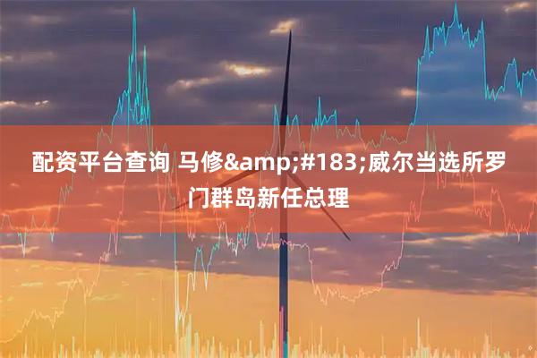 配资平台查询 马修·威尔当选所罗门群岛新任总理